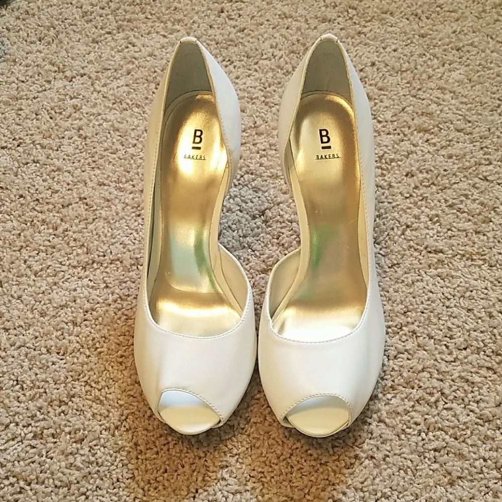 White open toed heels